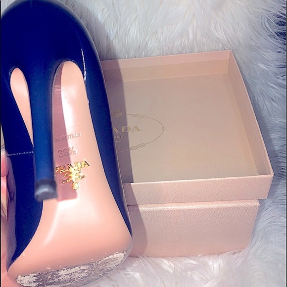 🌸 Prada Vernice Royal Blue Patent Leather Peep Toe - Picture 8 of 10